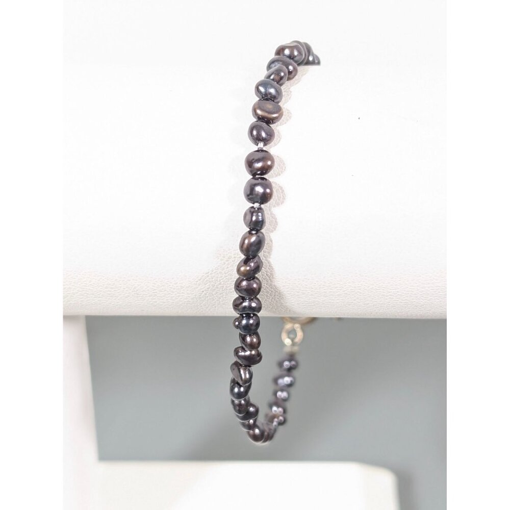 Dainty Gray Small Baroque Pearl Bracelet‎ 7"